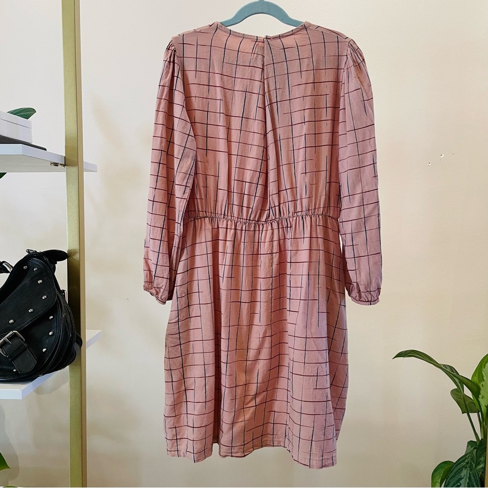 Bobo Choses Pink Plaid Long Sleeve Dress Lost Things Collector - Picture 2 of 5
